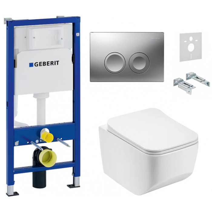 Комплект: інсталяція Geberit 458.103.00.1, панель Geberit Delta 21 хром, унітаз Dusel DWHT10201530R