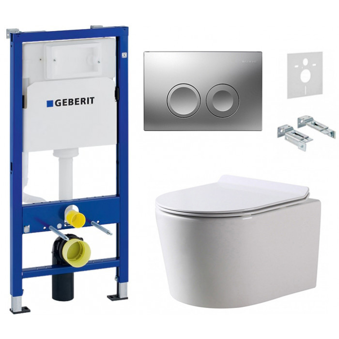 Комплект: інсталяція Geberit 458.103.00.1, панель Geberit Delta 21 хром, унітаз Dusel DWHT10210230R