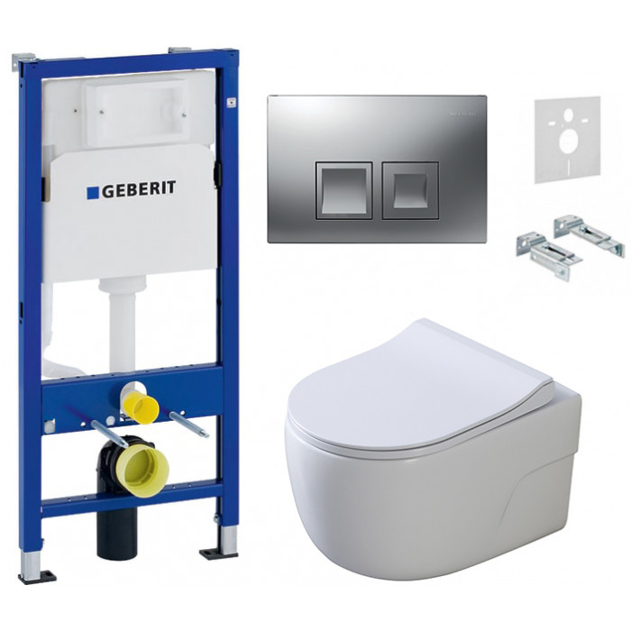 Комплект: інсталяція Geberit 458.103.00.1, панель Geberit Delta 50 хром, унітаз Dusel DWHT10201230R