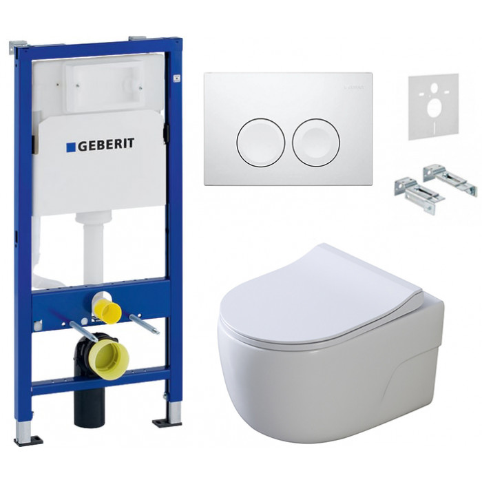 Комплект: інсталяція Geberit 458.103.00.1, панель Geberit Delta 21 білий, унітаз Dusel DWHT10201230R