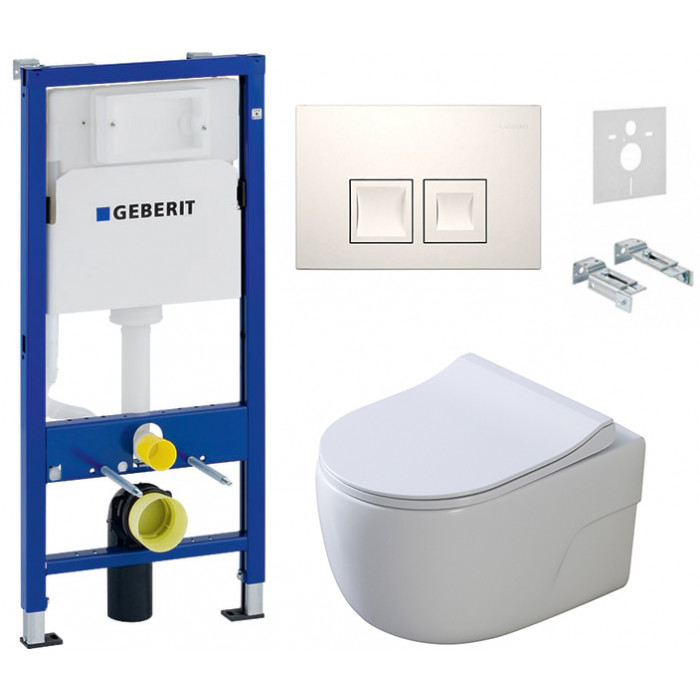 Комплект: інсталяція Geberit 458.103.00.1, панель Geberit Delta 50 білий, унітаз Dusel DWHT10201230R