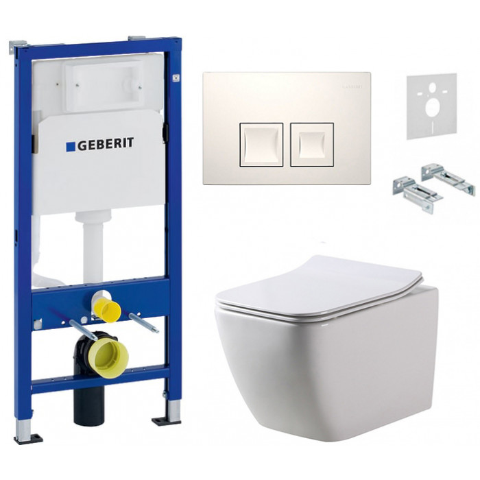 Комплект: інсталяція Geberit 458.103.00.1, панель Geberit Delta 50 білий, унітаз Dusel DWHT10201030R