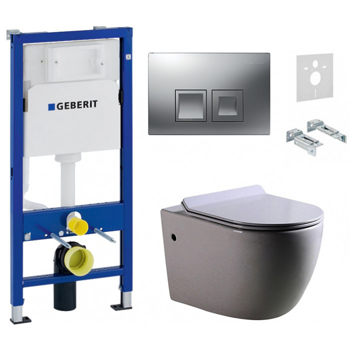 Комплект: інсталяція Geberit 458.103.00.1, панель Geberit Delta 50 хром, унітаз Dusel DWHT10200930R