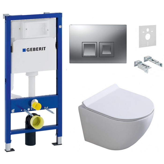Комплект: інсталяція Geberit 458.103.00.1, панель Geberit Delta 50 хром, унітаз Dusel DWHT10201130R