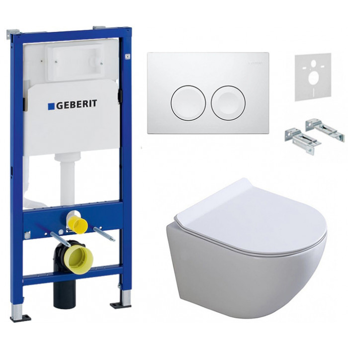 Комплект: інсталяція Geberit 458.103.00.1, панель Geberit Delta 21 білий, унітаз Dusel DWHT10201130R