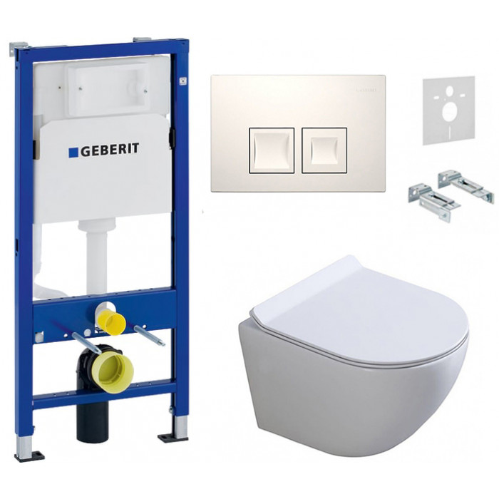 Комплект: інсталяція Geberit 458.103.00.1, панель Geberit Delta 50 білий, унітаз Dusel DWHT10201130R