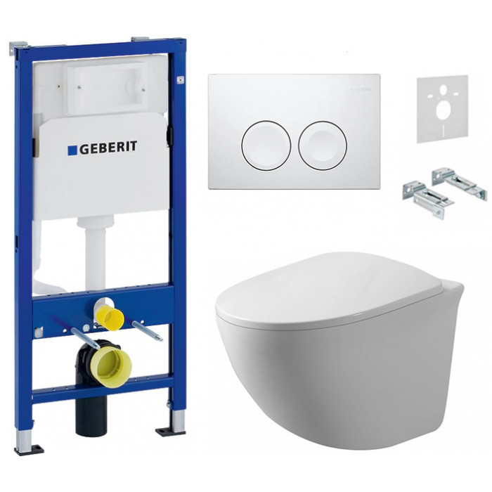 Комплект: інсталяція Geberit 458.103.00.1, панель Geberit Delta 21 білий, унітаз Dusel DWHT10201630R