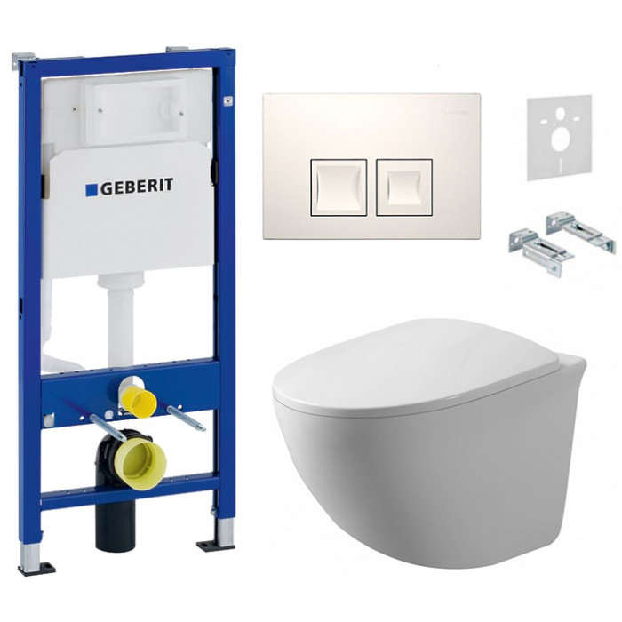 Комплект: інсталяція Geberit 458.103.00.1, панель Geberit Delta 50 білий, унітаз Dusel DWHT10201630R