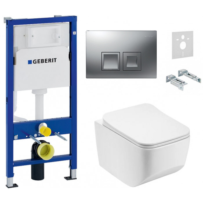 Комплект: інсталяція Geberit 458.103.00.1, панель Geberit Delta 50 хром, унітаз Dusel DWHT10201530R