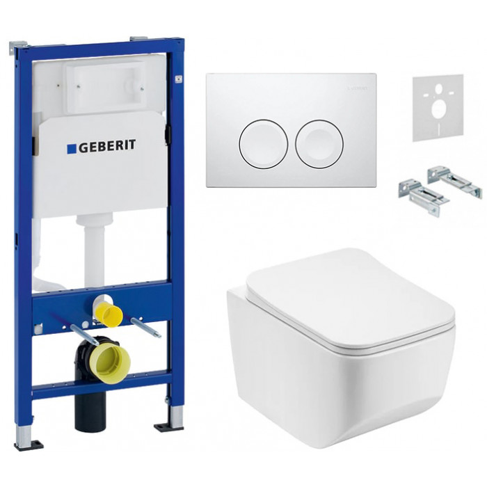 Комплект: інсталяція Geberit 458.103.00.1, панель Geberit Delta 21 білий, унітаз Dusel DWHT10201530R