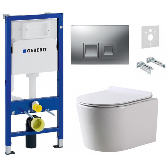 Комплект: інсталяція Geberit 458.103.00.1, панель Geberit Delta 50 хром, унітаз Dusel DWHT10210230R