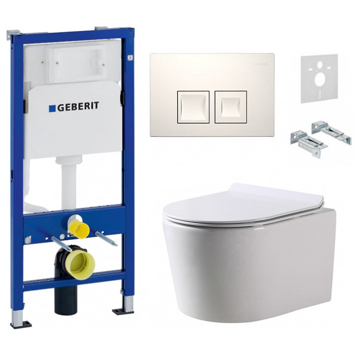 Комплект: інсталяція Geberit 458.103.00.1, панель Geberit Delta 50 білий, унітаз Dusel DWHT10210230R