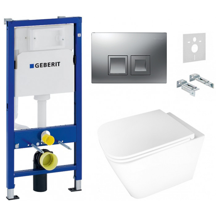 Комплект: інсталяція Geberit 458.103.00.1, панель Geberit Delta 50 хром, унітаз Dusel DWHT10210330R