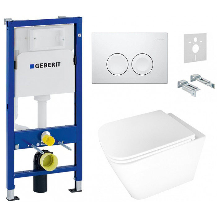 Комплект: інсталяція Geberit 458.103.00.1, панель Geberit Delta 21 білий, унітаз Dusel DWHT10210330R