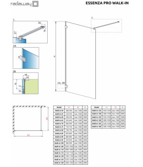 Душевая перегородка Radaway Essenza Pro Gold Walk-in 70 10103070-09-01