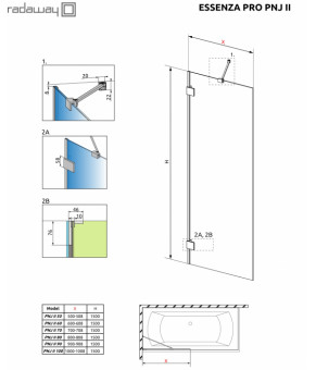 Шторка для ванны Radaway Essenza Pro PNJ II 60 10101060-01-01