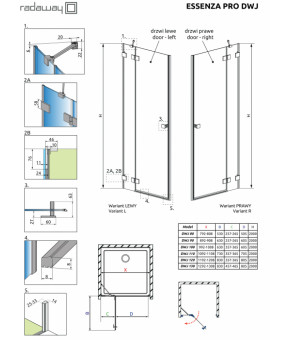 Душевые двери Radaway Essenza Pro DWJ 100 10099100-01-01