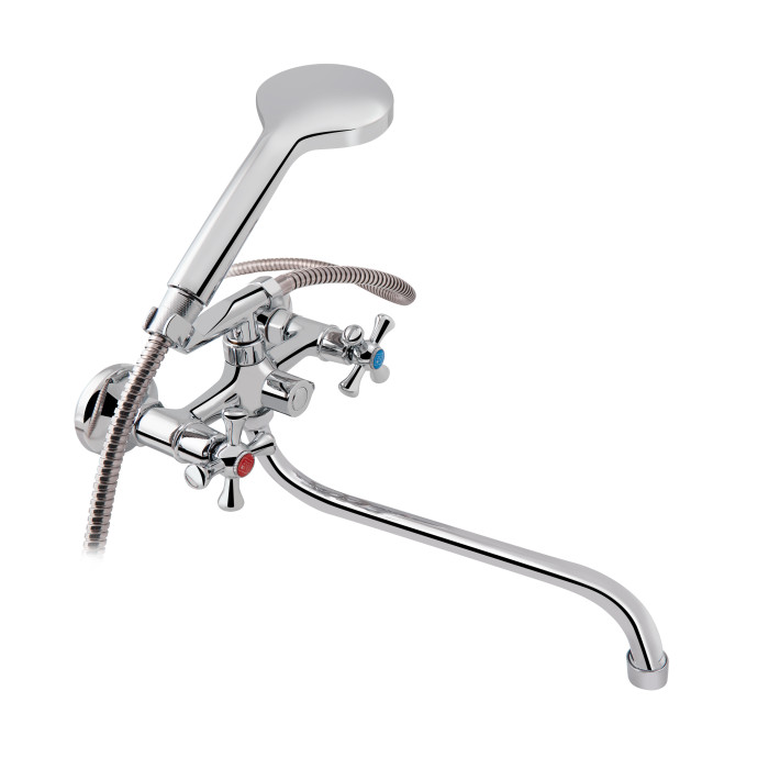 Смеситель для ванны Lidz Lamb 1401 с поворотным изливом (с душевым гарнитуром) Chrome (LDLAM1401CRM22017)