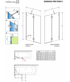 Шторка для ванны Radaway Essenza Pro PND II 110 10102110-01-01
