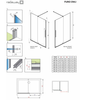 Створення дверей рухоме Radaway Furo Gold DWJ 10107572-09-01