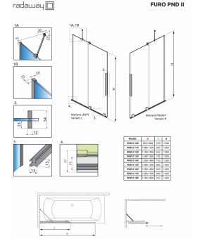 Створка дверей подвижная Radaway Furo Black PND II 10109738-54-01