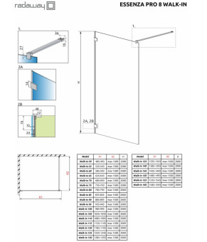 Душевая перегородка Radaway Essenza Pro 8 Gold Walk-In 130 1012130-09-01