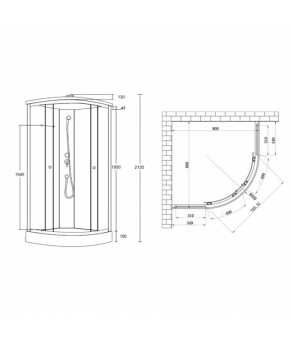 Душовий бокс Lidz Tani SB90x90.SAT.LOW.GR