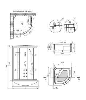 Гидромассажный бокс Lidz Tani SBM90x90.SAT.HIGH.GR, тонированное стекло 4 мм (SD00039866)