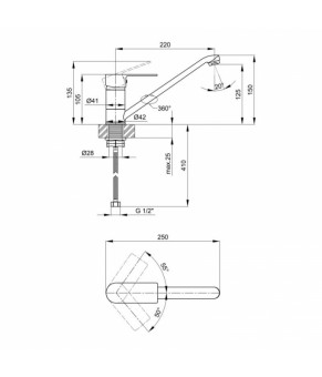 Смеситель для кухни Lidz (CRM) 23 48 003