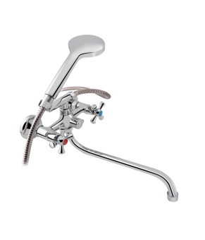 Смеситель для ванны Lidz Lamb 1401 с поворотным изливом (с душевым гарнитуром) Chrome (LDLAM1401CRM22017)