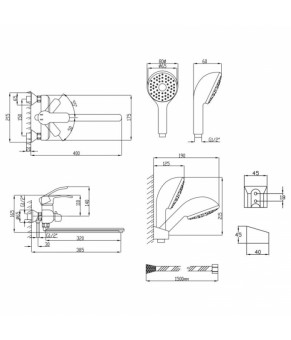 Смеситель для ванны Lidz Anny 005 с поворотным изливом (с душевым гарнитуром) (k40) LDANN005CRM35120 Хром