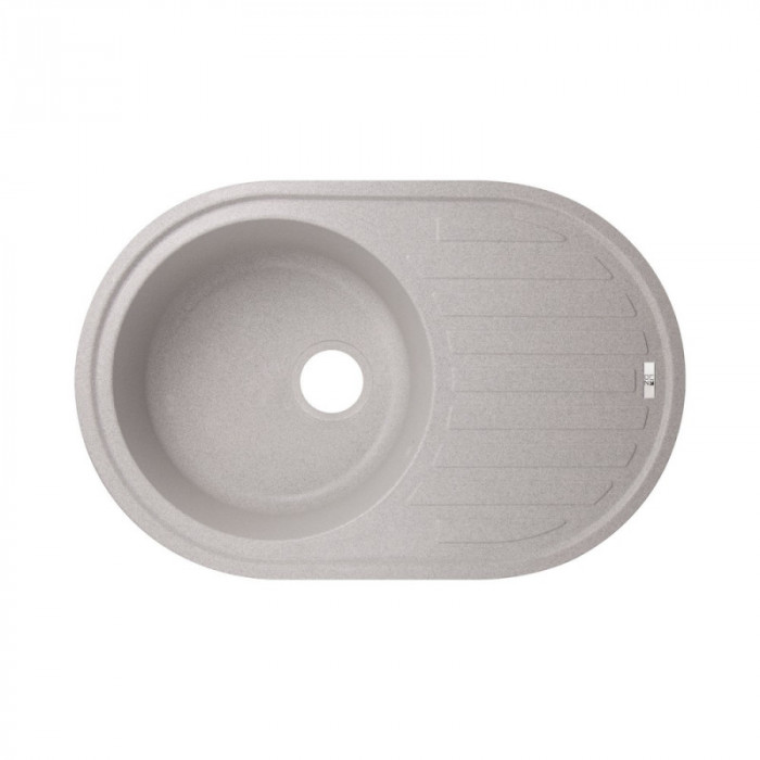 Кухонна мийка Lidz Oval 780x500мм зі штучного каменю, сіра матова (LIDZGRA09780500200)
