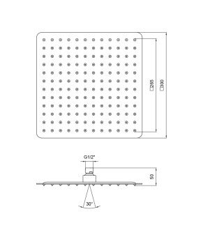 Лейка для верхнего душа Lidz 300x300 мм квадратная (LDNIA230NKS32453)