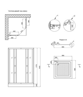 Душевая кабина Lidz Wiezak SC90x90.SAT.LOW.L Linie