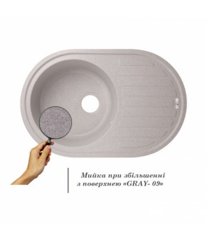 Кухонная мойка Lidz Oval 780x500мм из искусственного камня, серая матовая (LIDZGRA09780500200)