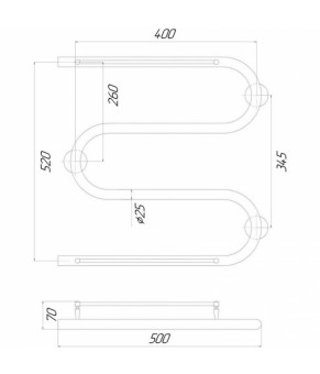 Полотенцесушитель электрический Lidz Snake shelf (CRM) 500x500 LE с полкой
