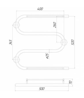 Полотенцесушитель электрический Lidz  Snake shelf (CRM) 500x500 RE с полкой
