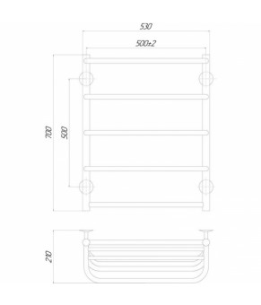 Полотенцесушитель электрический Lidz Standard shelf (CRM) P5 500x700 LE с полкой