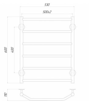 Полотенцесушитель электрический Lidz Trapezium (CRM) P6 500x600 LE