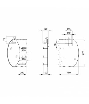 Зеркало Lidz (WHI)-140.07.05 с 3-мя полками 700х500