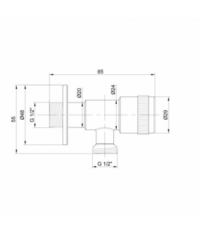 Кран приборный Lidz (NKS) 01 01 001 12 1/2"х1/2" угловой