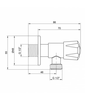 Кран приборный Lidz (NKS) 01 02 001 12 1/2"х1/2" угловой