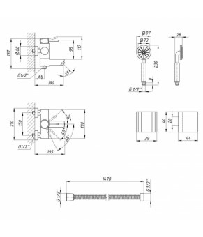 Смеситель для ванны Lidz Aria 006 с поворотным изливом (с душевым гарнитуром) (k35) LDARI006NKS34940 Nickel