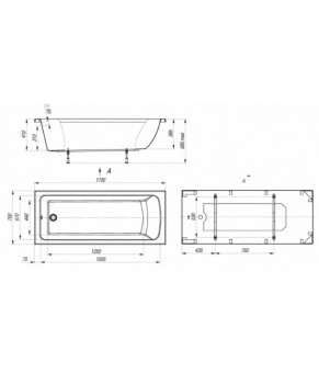 Ванна Riva Pool VIOLA 170х70х41 см