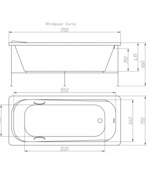 Ванна Riva Pool CARLO 170х75х44 см