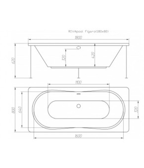Ванна Riva Pool FIGARO 170х75х42 см