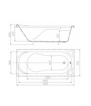 Ванна Riva Pool MEDEA 150х70х40 см