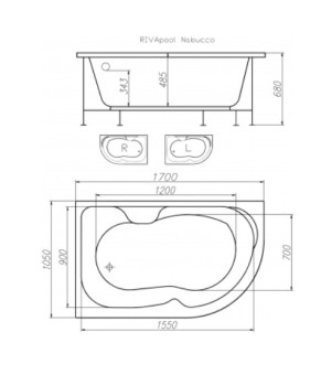 Ванна Riva Pool NABUCCO 170х105х49 см