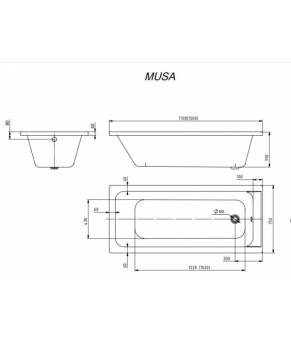 Ванна Riva Pool MUSA 150х75х39 см
