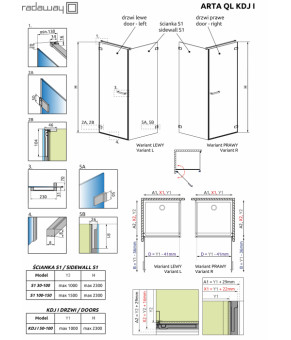 Двери фронтальная часть Radaway Arta QL KDJ I 10102501-03-01